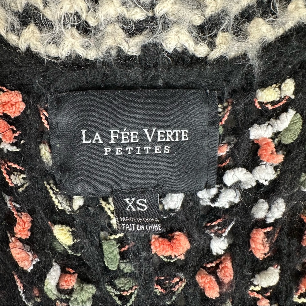 La Fee Verte Anthropologie Oona Confetti Eyelash  Open Front Cardigan Office - Picture 5 of 9